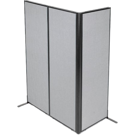 Interion By Global Industrial Interion Freestanding 3-Panel Corner Room Divider, 24-1/4inW x 72inH Panels, Gray 695095GY
